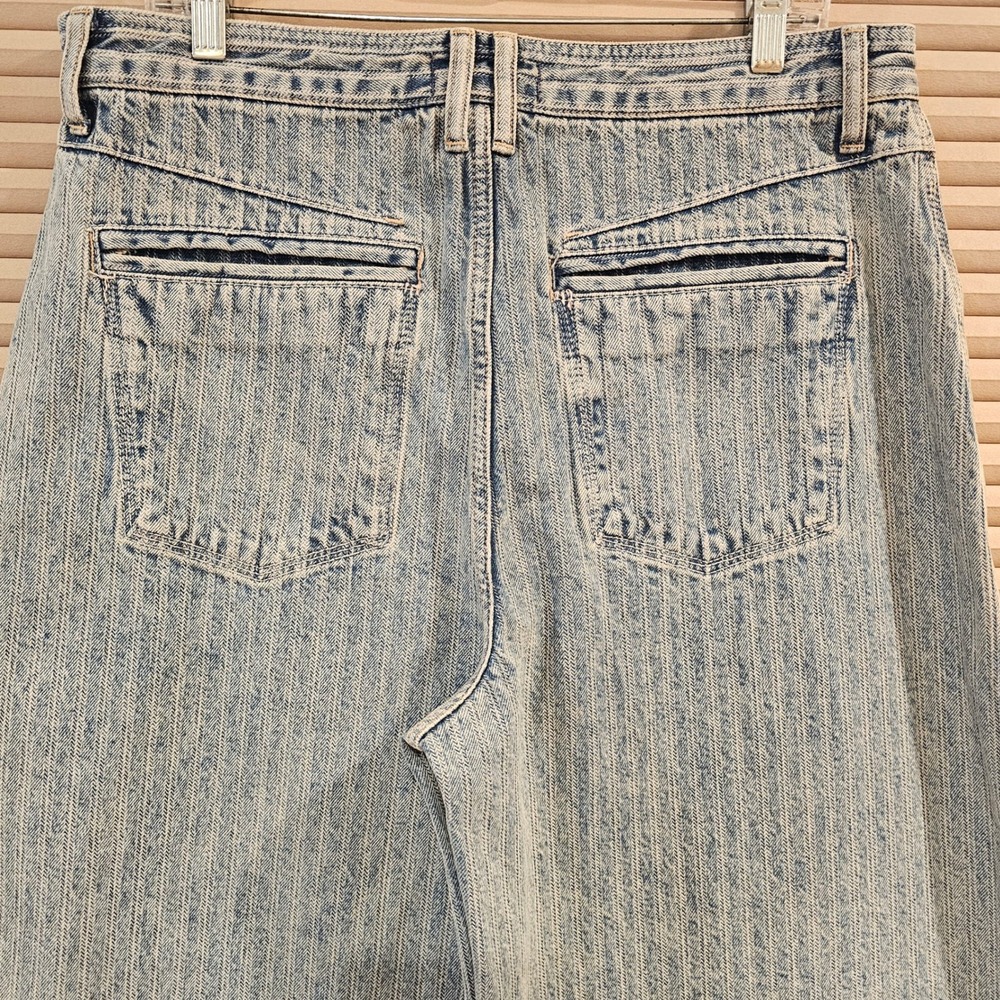 We The Free Free People Brette Wide Leg Cropped Jeans Light Wash Pin Striped 31 - Picture 6 of 11